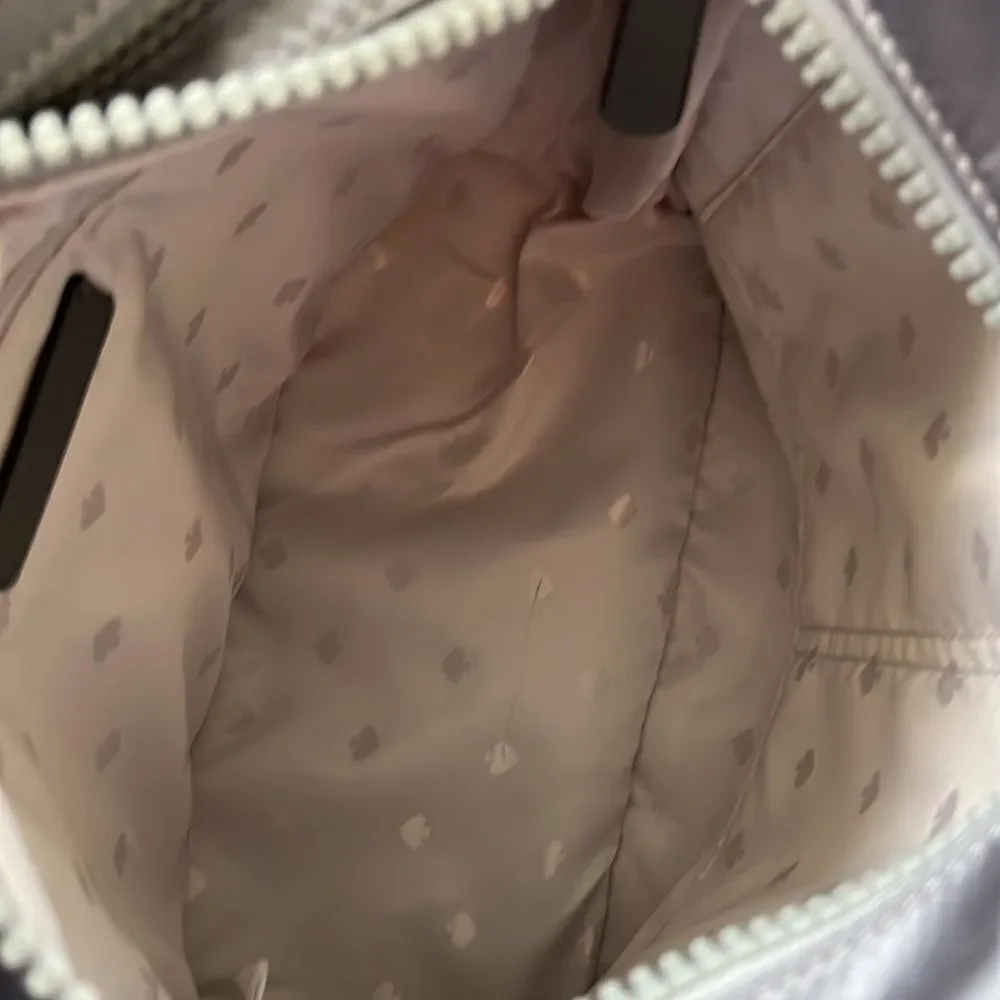 Kate Spade Briar Lane? Silver Quilted Sateen Handbag EUC
